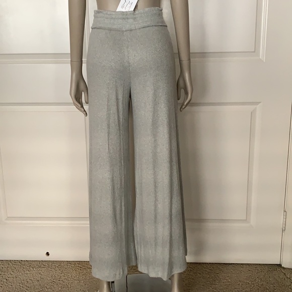 NWT! Maronie Grady Ribbed Grey Wide Leg Palazzo - Picture 4 of 9